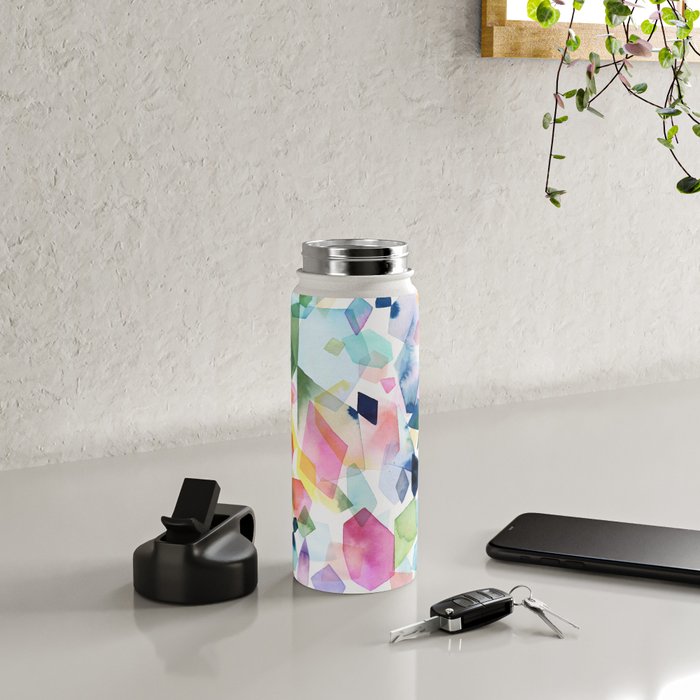 Crystals and Gems Splash Pink Blue Water Bottle Gallery Image 4