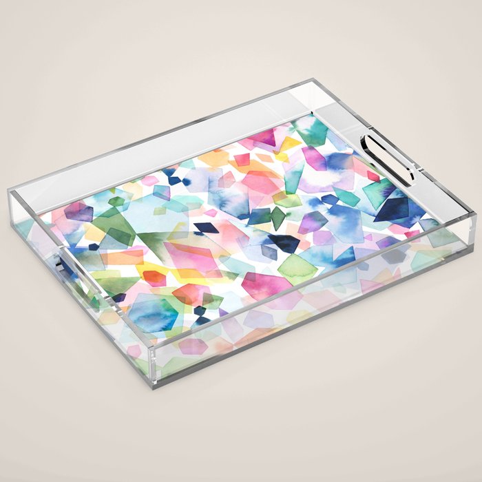 Crystals and Gems Splash Pink Blue Acrylic Tray Gallery Image 1