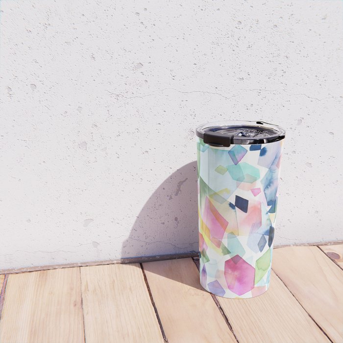 Crystals and Gems Splash Pink Blue Travel Mug Gallery Image 4
