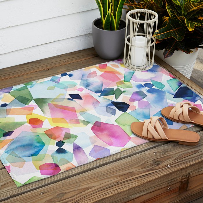 Crystals and Gems Splash Pink Blue Outdoor Rug Gallery Image 2