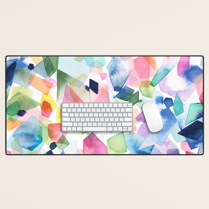 Crystals and Gems Splash Pink Blue Desk Mat Gallery Image 1