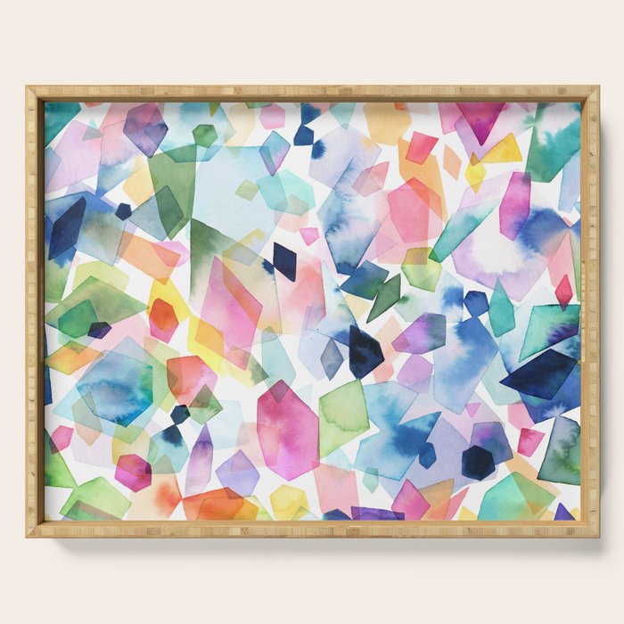 Crystals and Gems Splash Pink Blue Serving Tray Gallery Image 1