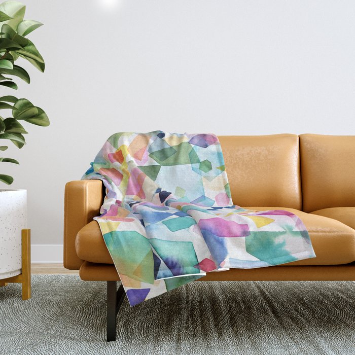 Crystals and Gems Splash Pink Blue Throw Blanket Gallery Image 1