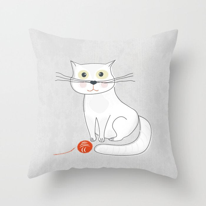 White Cat Throw Pillow Gallery Image 6