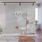 White Cat Wall Mural Gallery Image 1