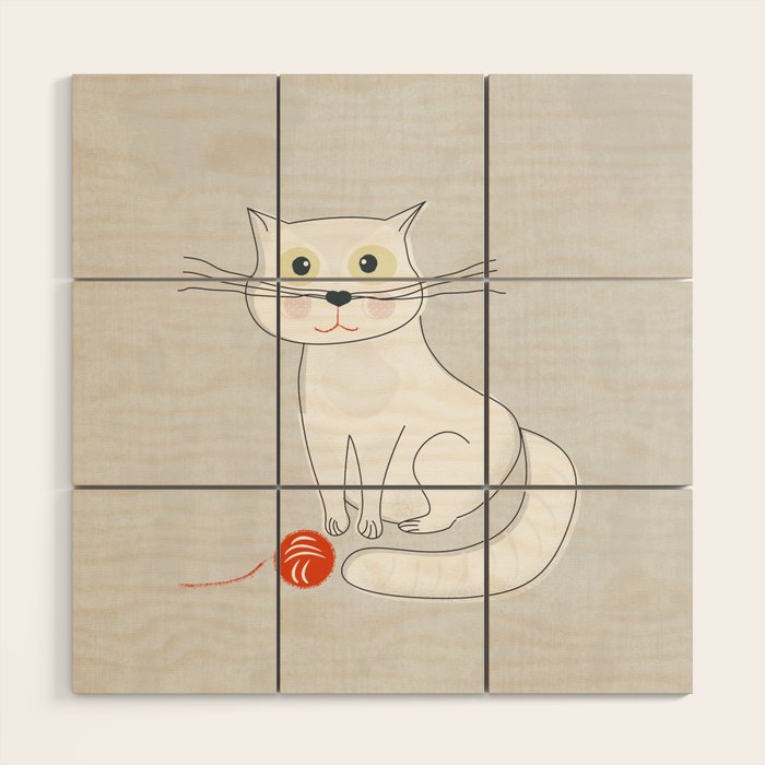 White Cat Wood Wall Art Gallery Image 1