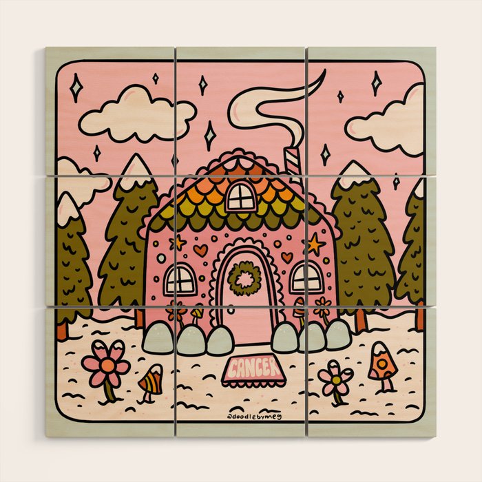 Cancer Zodiac Gingerbread House Wood Wall Art Gallery Image 1