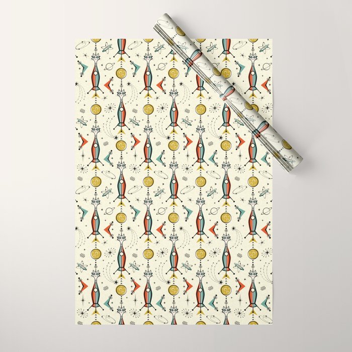 Atomic Kitty Rockets ©studioxtine Wrapping Paper Gallery Image 1
