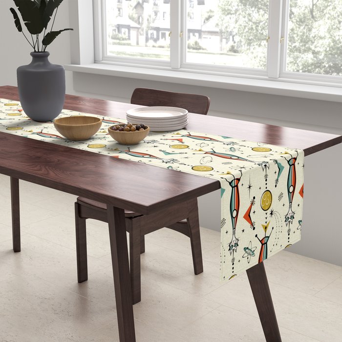 Atomic Kitty Rockets ©studioxtine Table Runner Gallery Image 2