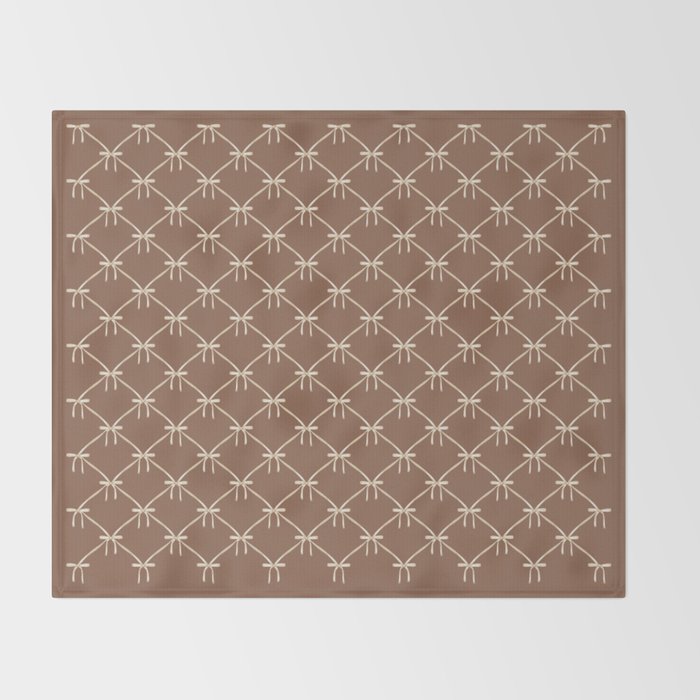Bows and Ribbons Pattern LXII Coffee Creme Throw Blanket Gallery Image 2
