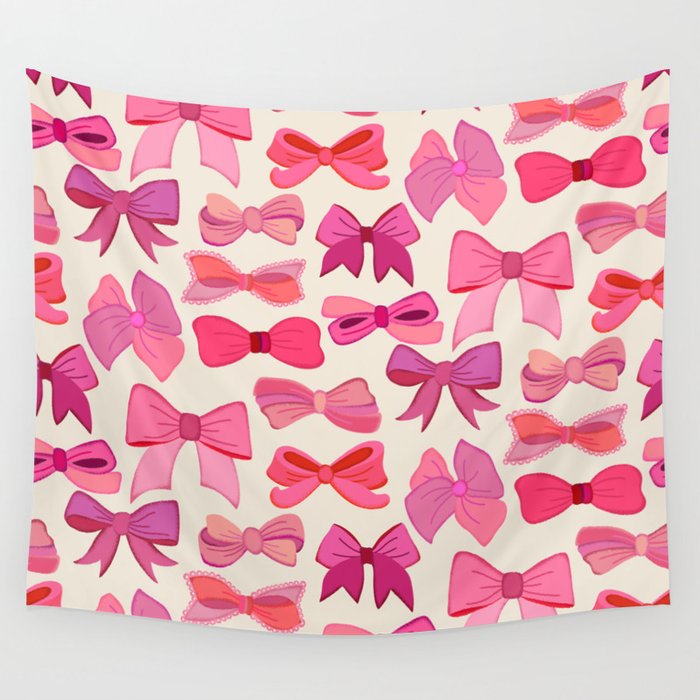 Vintage Pink Bows Wall Tapestry Gallery Image 4