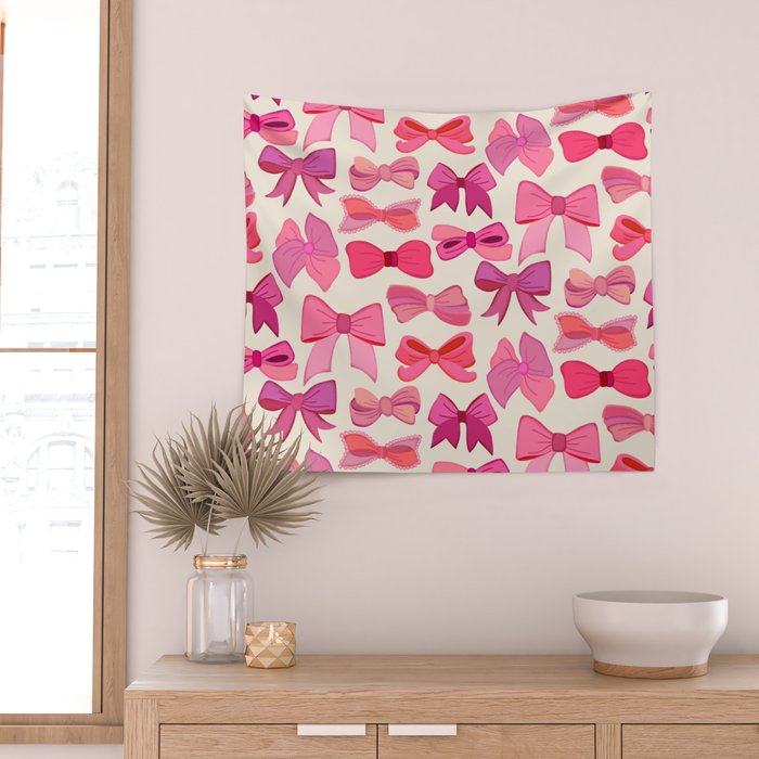 Vintage Pink Bows Wall Tapestry Gallery Image 2