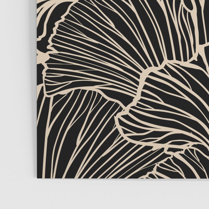 Decorative Leaf Pattern, Floral Prints, Cream and Black Poster Gallery Image 3