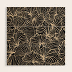 Decorative Leaf Pattern, Floral Prints, Cream and Black Wood Wall Art Gallery Image 1
