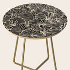 Decorative Leaf Pattern, Floral Prints, Cream and Black Side Table Gallery Image 2