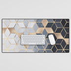 Soft Blue Gradient Cubes Desk Mat Gallery Image 1