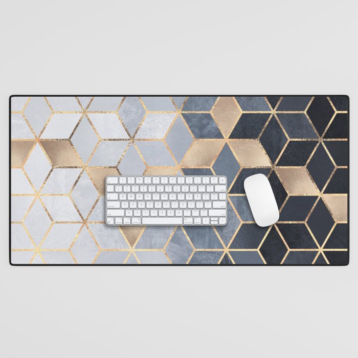 Soft Blue Gradient Cubes Desk Mat Gallery Image 1