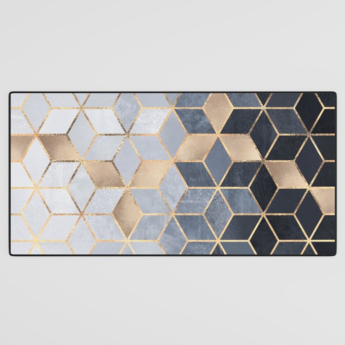 Soft Blue Gradient Cubes Desk Mat Gallery Image 3