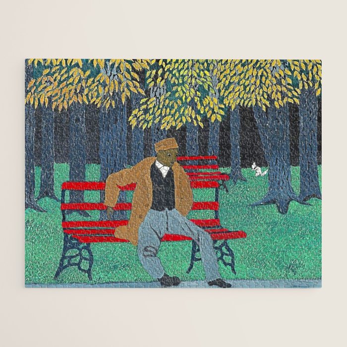 African American Masterpiece 'Man on a Bench' by Horace Pippin Jigsaw Puzzle Gallery Image 2