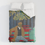 African American Masterpiece 'Man on a Bench' by Horace Pippin Duvet Cover Gallery Image 6