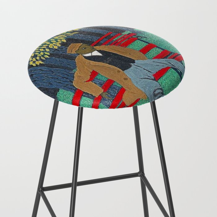 African American Masterpiece 'Man on a Bench' by Horace Pippin Stool Gallery Image 2