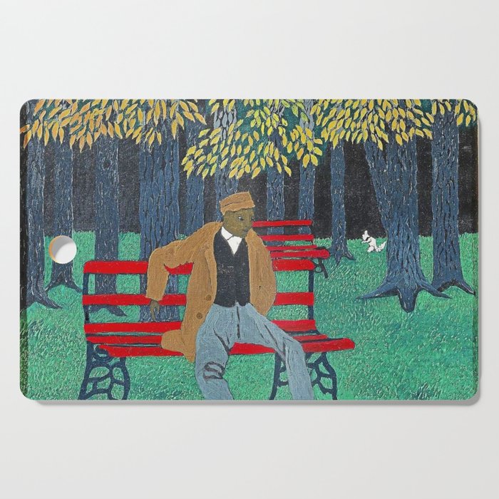 African American Masterpiece 'Man on a Bench' by Horace Pippin Cutting Board Gallery Image 1