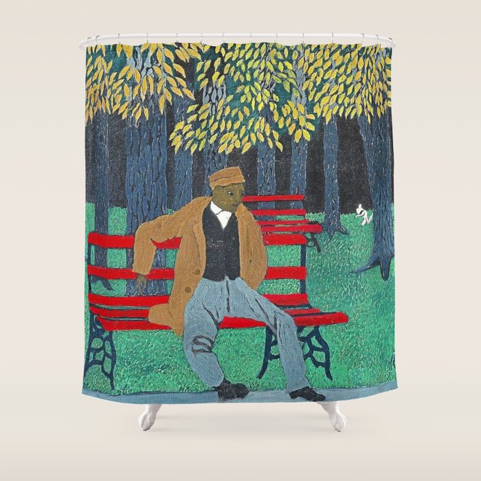 African American Masterpiece 'Man on a Bench' by Horace Pippin Shower Curtain Gallery Image 1