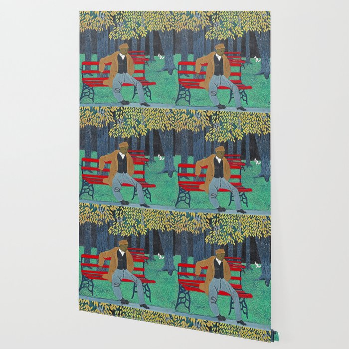 African American Masterpiece 'Man on a Bench' by Horace Pippin Wallpaper Gallery Image 2