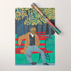 African American Masterpiece 'Man on a Bench' by Horace Pippin Wrapping Paper Gallery Image 1