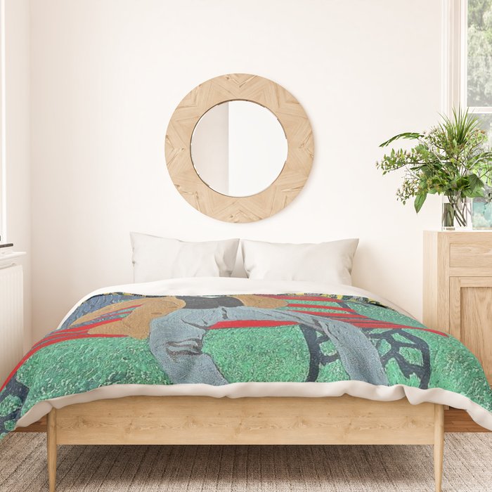 African American Masterpiece 'Man on a Bench' by Horace Pippin Duvet Cover Gallery Image 3