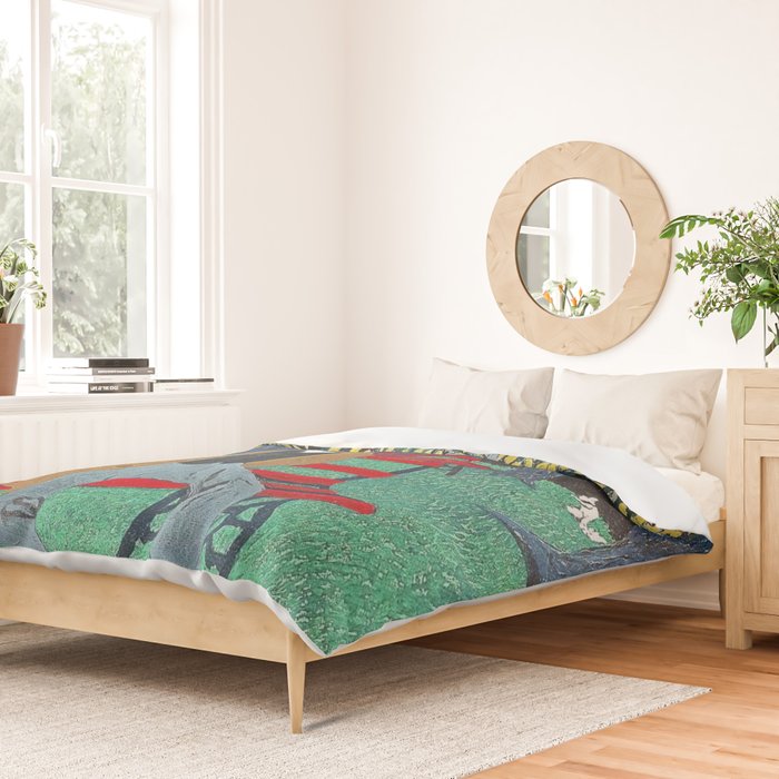 African American Masterpiece 'Man on a Bench' by Horace Pippin Duvet Cover Gallery Image 2