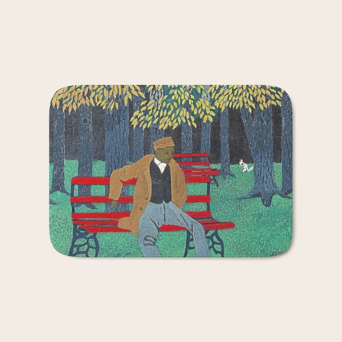 African American Masterpiece 'Man on a Bench' by Horace Pippin Bath Mat Gallery Image 1