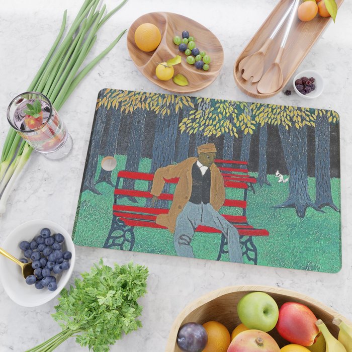 African American Masterpiece 'Man on a Bench' by Horace Pippin Cutting Board Gallery Image 2