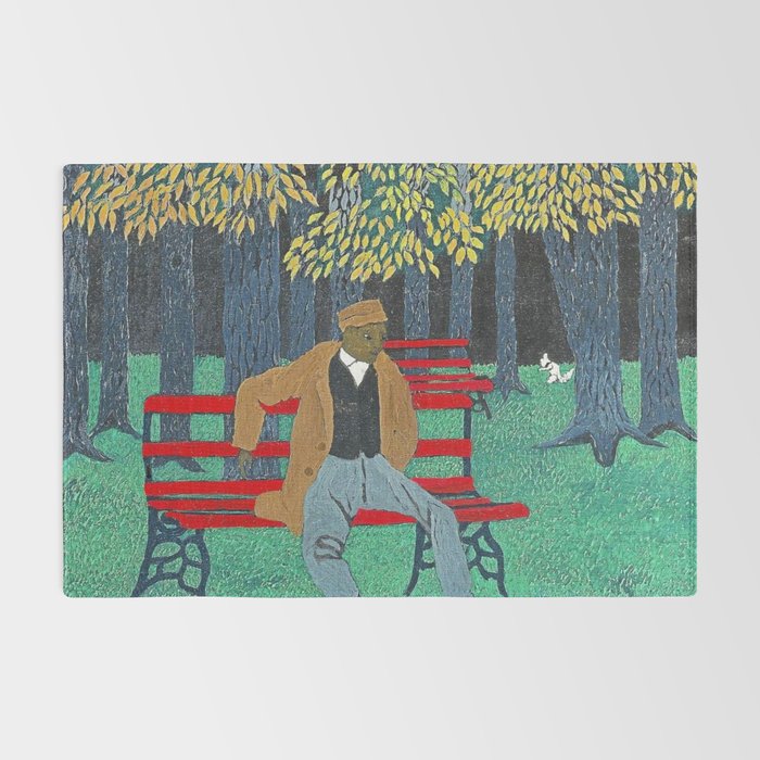 African American Masterpiece 'Man on a Bench' by Horace Pippin Rug Gallery Image 2