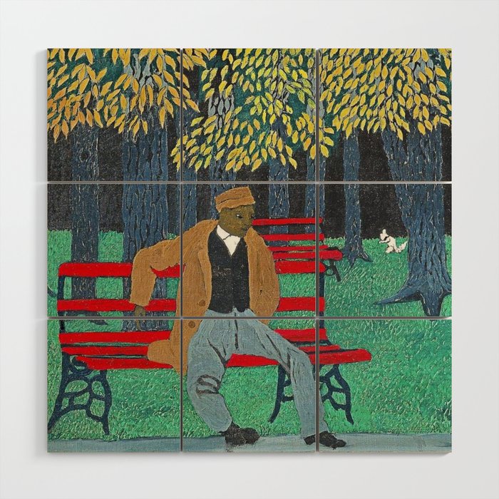 African American Masterpiece 'Man on a Bench' by Horace Pippin Wood Wall Art Gallery Image 1
