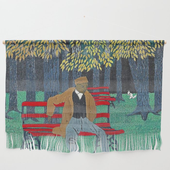 African American Masterpiece 'Man on a Bench' by Horace Pippin Wall Hanging Gallery Image 1