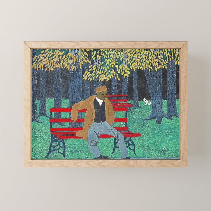 African American Masterpiece 'Man on a Bench' by Horace Pippin Mini Art Print Gallery Image 1
