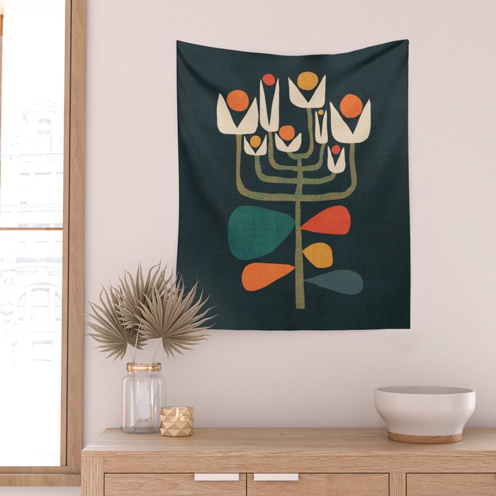 Retro botany Wall Tapestry Gallery Image 2