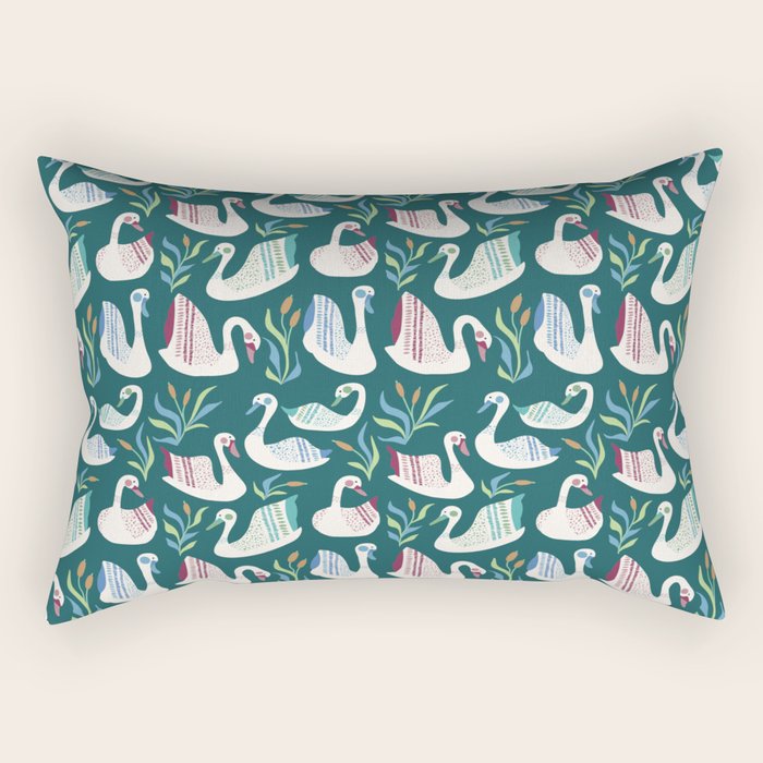 Swans Pond Rectangular Pillow Gallery Image 1