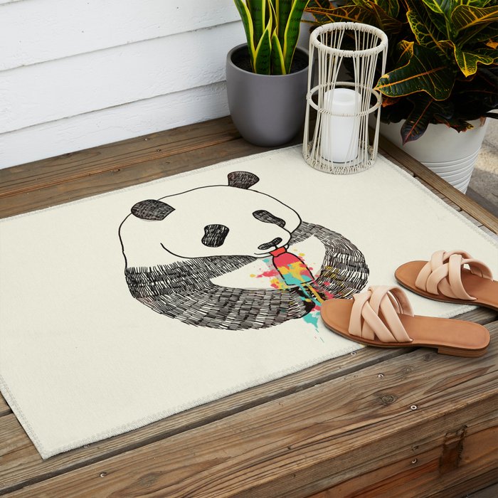 Panda Loves Ice Cream Outdoor Rug Gallery Image 2