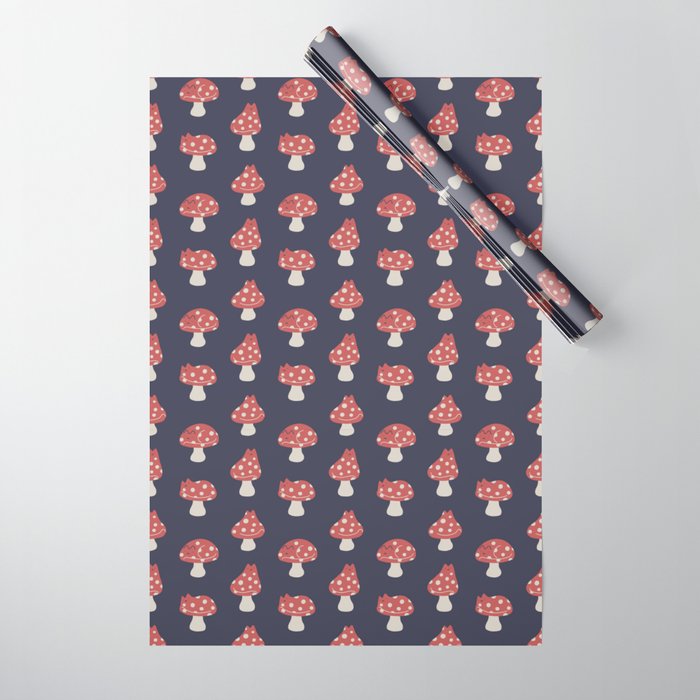 Cat and Plant 48: Cat Mushroom Wrapping Paper Gallery Image 1