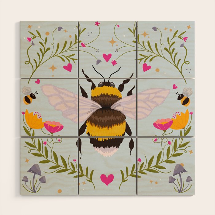 Bumblebee Garden Wood Wall Art Gallery Image 1