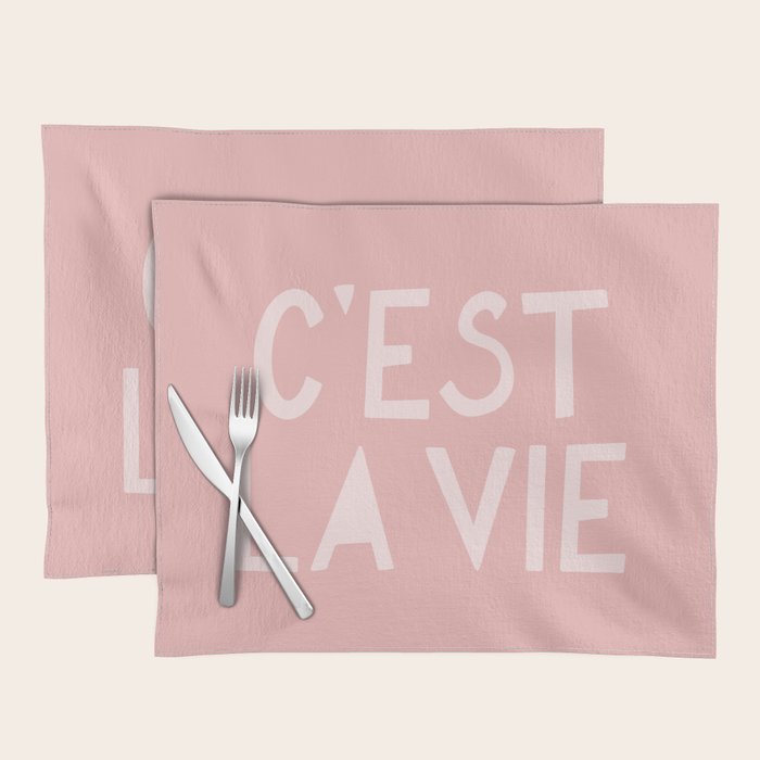 C'est La Vie French Pink Hand Lettering Placemat Gallery Image 1