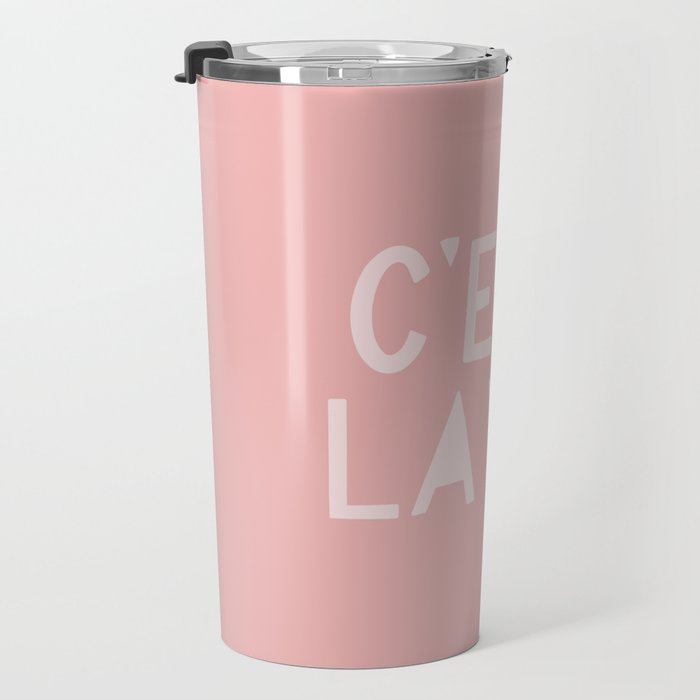 C'est La Vie French Pink Hand Lettering Travel Mug Gallery Image 3