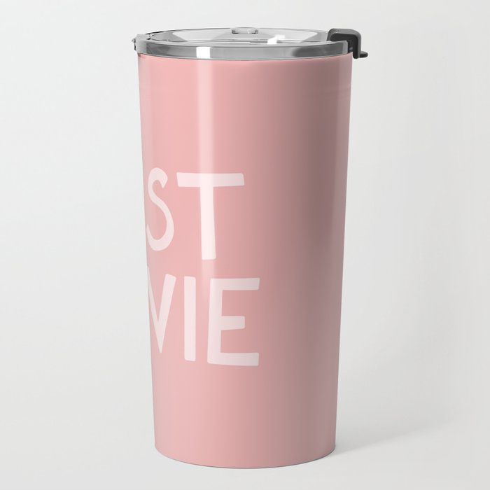 C'est La Vie French Pink Hand Lettering Travel Mug Gallery Image 2