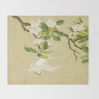 Pear blossoms and white swallow Type A: Minhwa-Korean traditional/folk art Throw Blanket Gallery Image 2