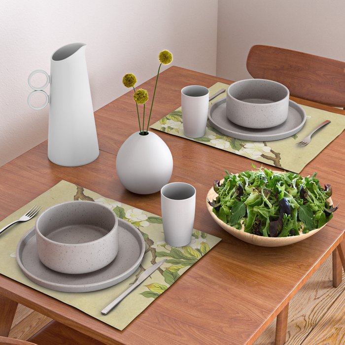 Pear blossoms and white swallow Type A: Minhwa-Korean traditional/folk art Placemat Gallery Image 2