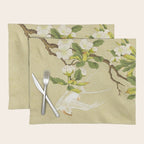 Pear blossoms and white swallow Type A: Minhwa-Korean traditional/folk art Placemat Gallery Image 1