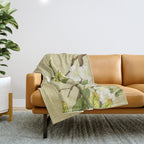 Pear blossoms and white swallow Type A: Minhwa-Korean traditional/folk art Throw Blanket Gallery Image 1
