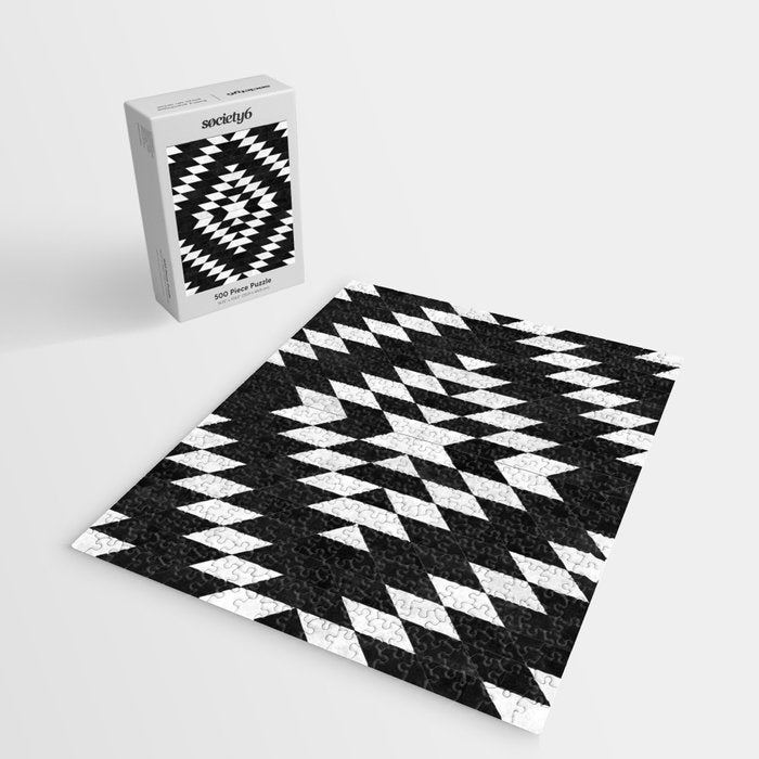 Urban Tribal Pattern No.14 - Aztec - Black Concrete Jigsaw Puzzle Gallery Image 2